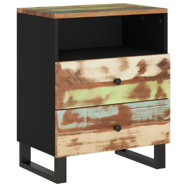 Bedside Cabinet 19.7"x13"x24.4" Solid Wood Reclaimed&Engineered Wood - Image 2