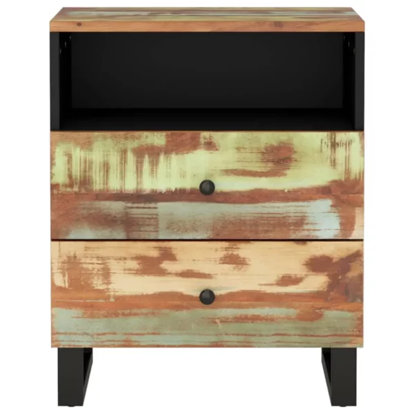 Bedside Cabinet 19.7"x13"x24.4" Solid Wood Reclaimed&Engineered Wood - Image 3
