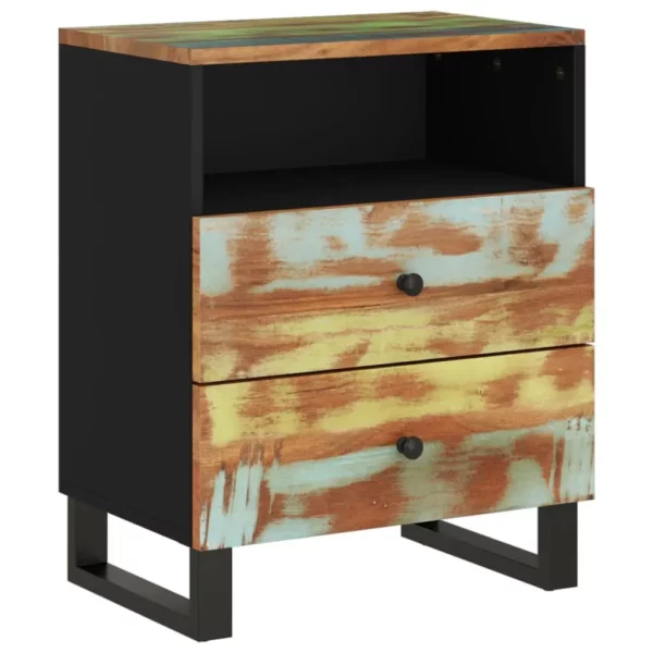 Bedside Cabinet 19.7"x13"x24.4" Solid Wood Reclaimed&Engineered Wood - Image 10