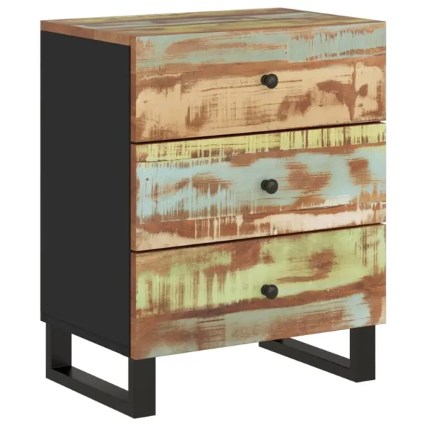Bedside Cabinet 19.7"x13"x24.4" Solid Wood Reclaimed&Engineered Wood - Image 11