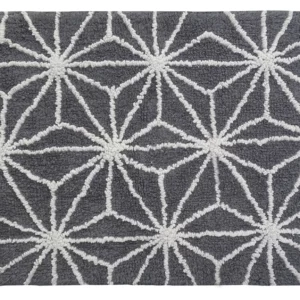 Geometric Grey Cotton Bath Rug