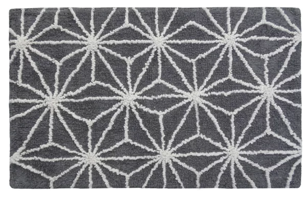 Geometric Grey Cotton Bath Rug