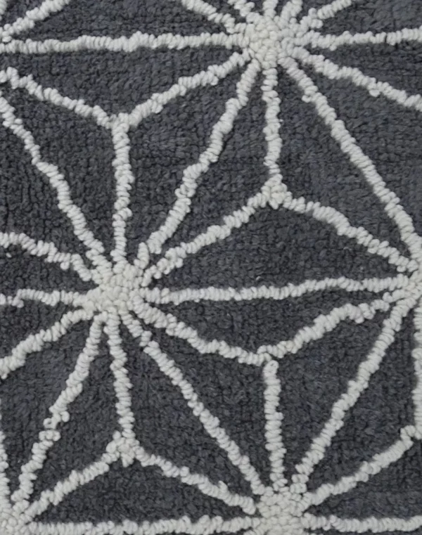 Geometric Grey Cotton Bath Rug - Image 3