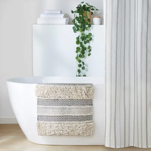 Woven Texture Stripe Bath Rug - Image 3