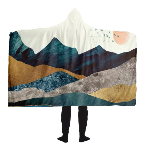 Blue Mountain Reflection Hooded Blanket - Image 2