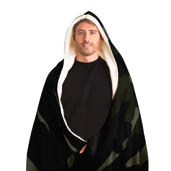 Dark Camouflage Pattern Plakat Hooded Blanket - Image 2