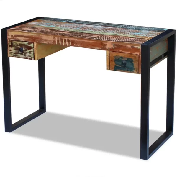 Vintage Style Desk - Solid Reclaimed Wood - Green accents - Image 14