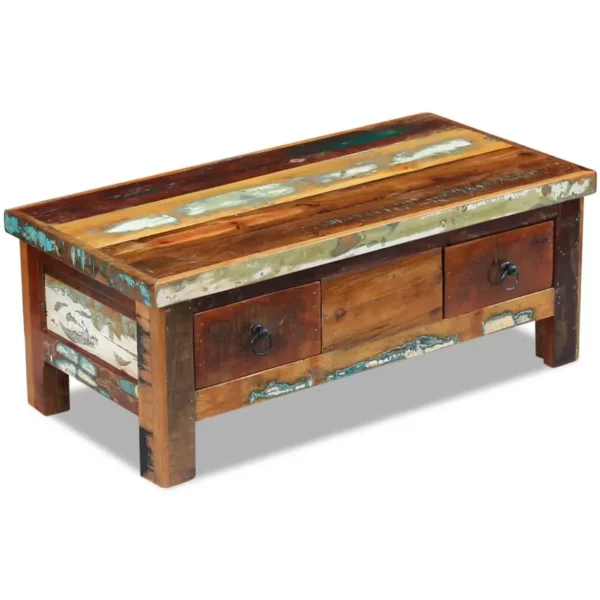 Coffee Table Drawers Solid Reclaimed Wood 35.4"x17.7"x13.8" - Image 9