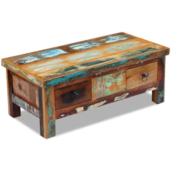 Coffee Table Drawers Solid Reclaimed Wood 35.4"x17.7"x13.8" - Image 12