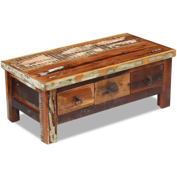 Coffee Table Drawers Solid Reclaimed Wood 35.4"x17.7"x13.8" - Image 13