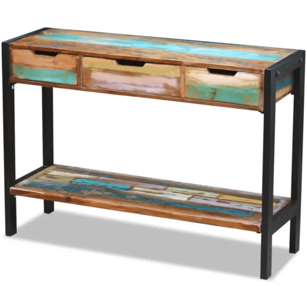 Sideboard 3 Drawers Solid Reclaimed Wood - Image 9