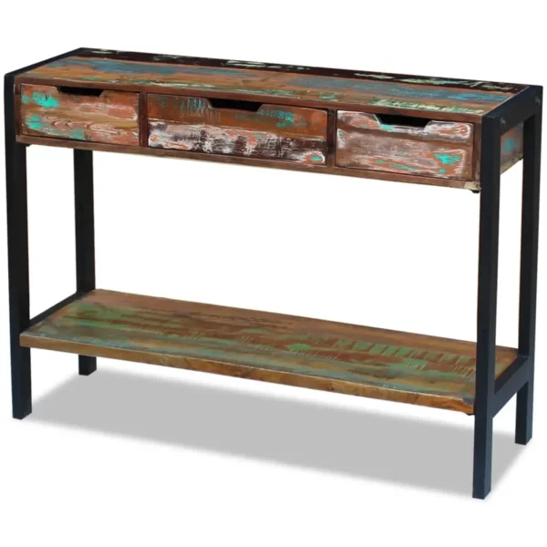 Sideboard 3 Drawers Solid Reclaimed Wood - Image 12