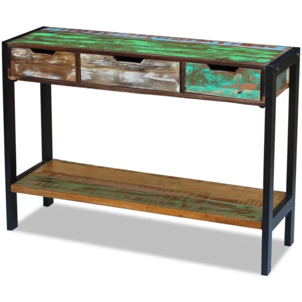 Sideboard 3 Drawers Solid Reclaimed Wood - Image 13