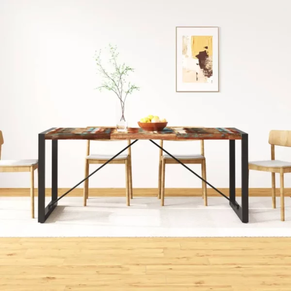 Reclaimed Wood Dining Table 70.9" - Squared Iron Pipe Legs - Image 13