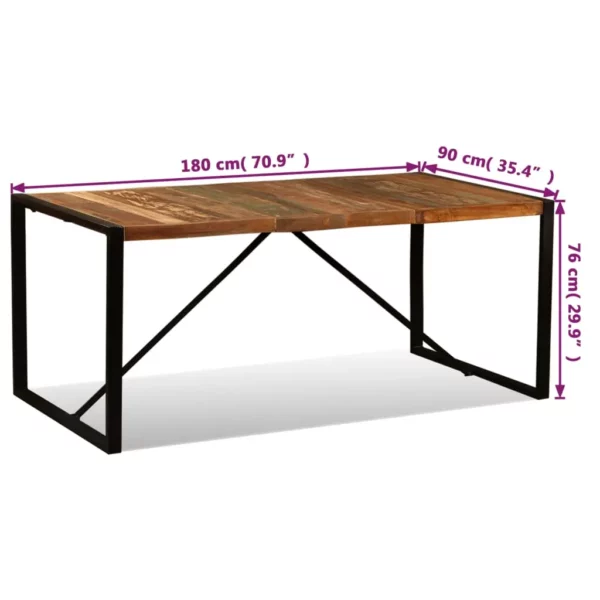 Reclaimed Wood Dining Table 70.9" - Squared Iron Pipe Legs - Image 24