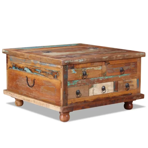 vidaXL Coffee Table Multicolored Reclaimed wood, MDF Medium Storage - Image 21