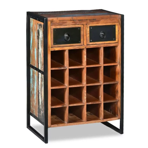 Wine Rack for 16 Bottles Solid Reclaimed Wood - Image 13