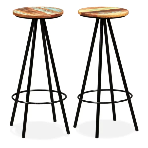 Bar Stools 2 pcs Solid Reclaimed Wood - Image 13