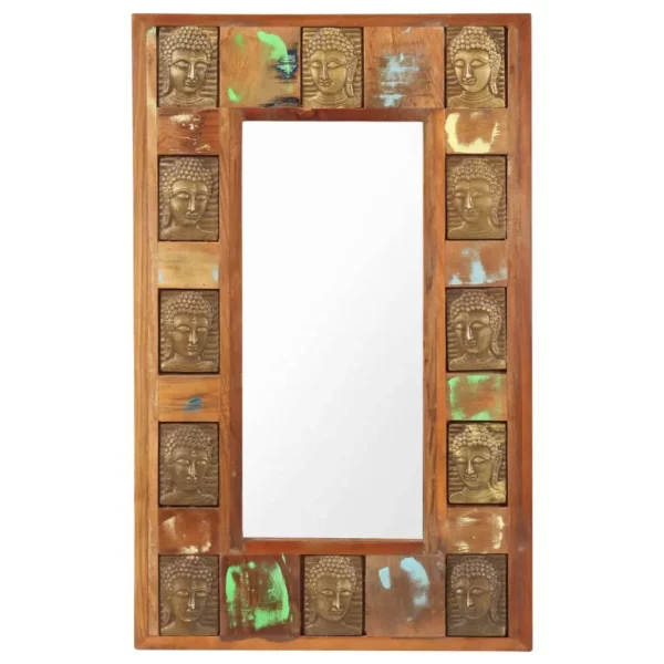 Mirror with Buddha Cladding 19.7"x31.5" Solid Reclaimed Wood - Image 11