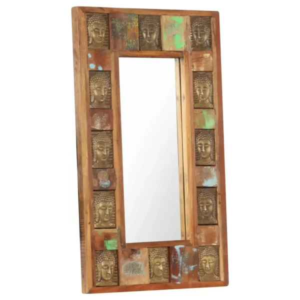 Mirror with Buddha Cladding 19.7"x31.5" Solid Reclaimed Wood - Image 16