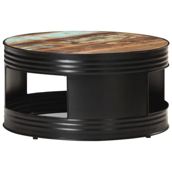Coffee Table Black 26.8"x26.8"x14.2" Solid Reclaimed Wood - Image 11