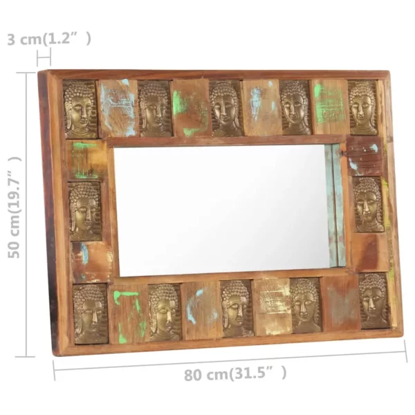 Mirror with Buddha Cladding 31.5"x19.7" Solid Reclaimed Wood - Image 14