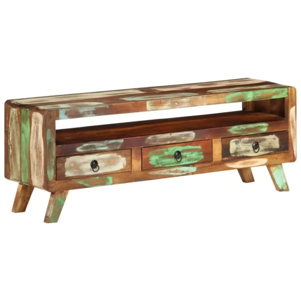 TV Stand Multicolor 43.3"x11.8"x15.7" Solid Wood Reclaimed - Image 13