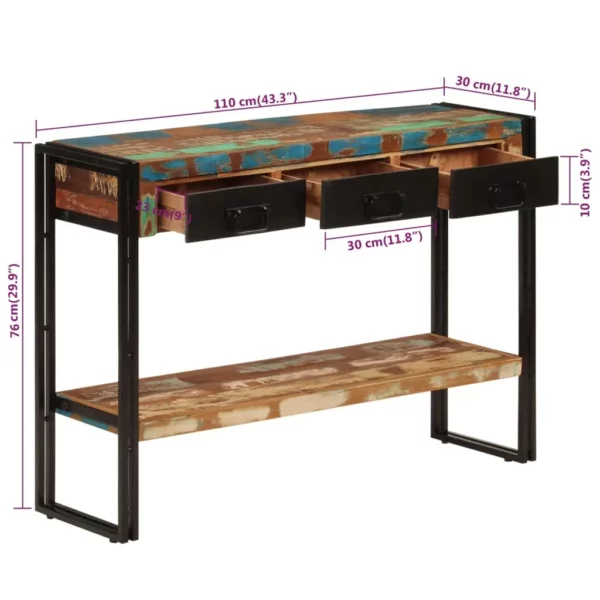 Console Table 43.3"x11.8"x29.9" Solid Wood Reclaimed - Image 19