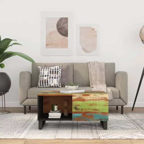 Coffee Table 31.5"x19.7"x15.7" Solid Wood Reclaimed&Engineered Wood - Image 13