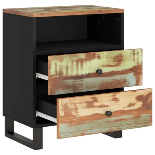 Bedside Cabinet 19.7"x13"x24.4" Solid Wood Reclaimed&Engineered Wood - Image 16