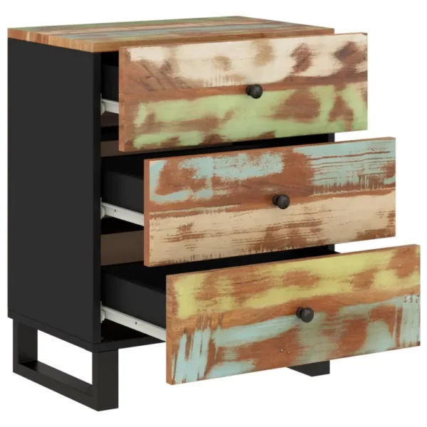 Bedside Cabinet 19.7"x13"x24.4" Solid Wood Reclaimed&Engineered Wood - Image 16