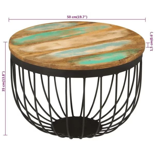 Coffee Table A19.7"x13.8" Solid Wood Reclaimed and Steel - Image 5