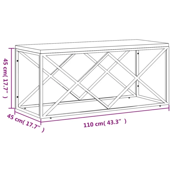 Coffee Table Stainless Steel and Solid Wood Reclaimed - Image 6