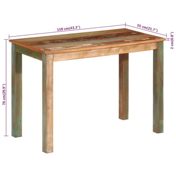 Dining Table 43.3"x21.7"x29.9" Solid Wood Reclaimed - Image 9