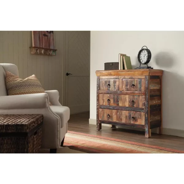 Harper 4-drawer Accent Cabinet Reclaimed Wood