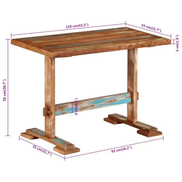 Dining Table 43.3"x21.7"x30.7" Solid Wood Reclaimed - Image 7
