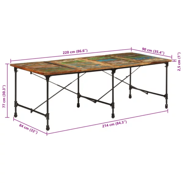 Dining Table 86.6"x35.4"x30.3" Solid Wood Reclaimed - Image 9