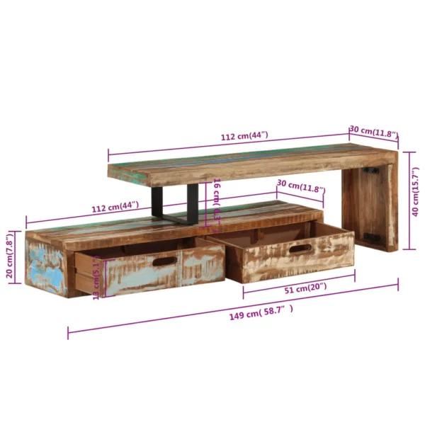 Reclaimed Wood TV Stand - Large Flatscreen Ready Modern Style - Image 9