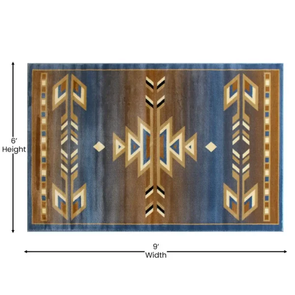 Southwestern Geometric 6' x 9' Accent Rug for Indoor Use - Image 5