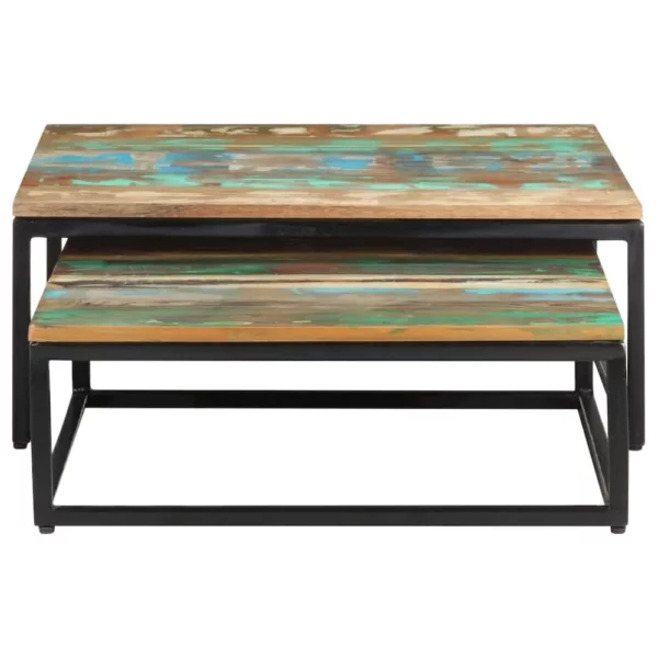 Nesting Coffee Tables 2 pcs Solid Reclaimed Wood 0390 - Image 8