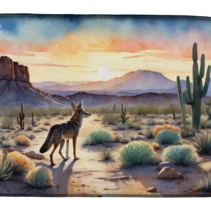 Desert Sunset Coyote Dish Drying Mat