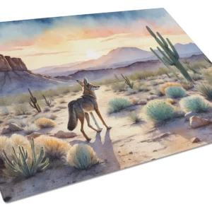 Desert Sunset Coyote Glass Cutting Board