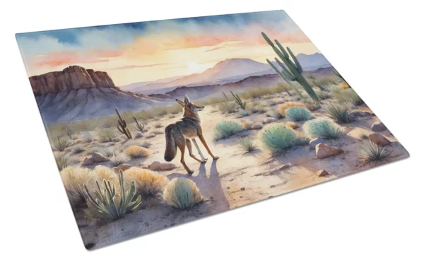 Desert Sunset Coyote Glass Cutting Board