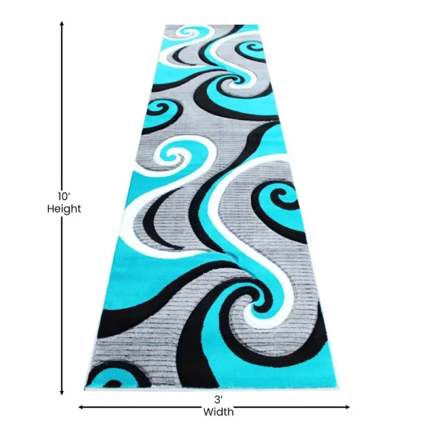 Turquoise Abstract Area Rug - Image 4