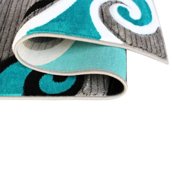Turquoise Abstract Area Rug - Image 5