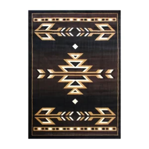 Amado Collection Southwestern 5' x 7' Brown Area Rug - Olefin Accent Rug with Jute Backing