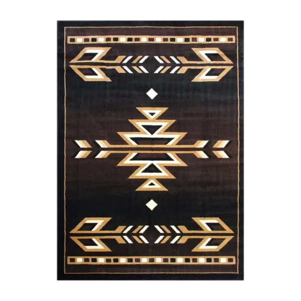 Amado Collection Southwestern 5' x 7' Brown Area Rug - Olefin Accent Rug with Jute Backing