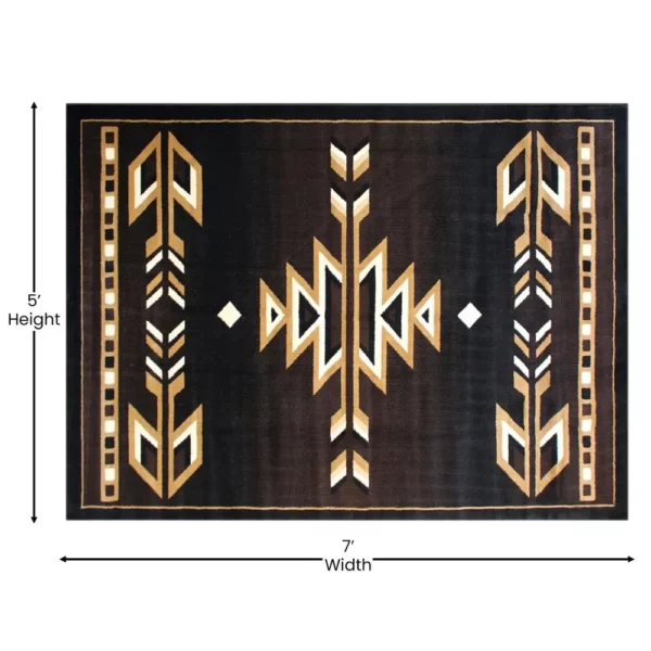 Amado Collection Southwestern 5' x 7' Brown Area Rug - Olefin Accent Rug with Jute Backing - Image 4