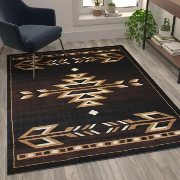 Amado Collection Southwestern 5' x 7' Brown Area Rug - Olefin Accent Rug with Jute Backing - Image 5
