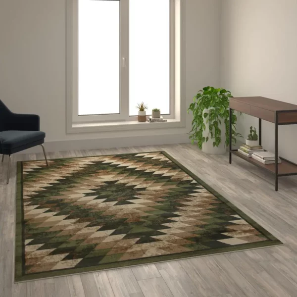 Teagan Collection Southwestern 6' x 9' Green Area Rug - Add Warmth and Style to Your Home Decor - Image 2